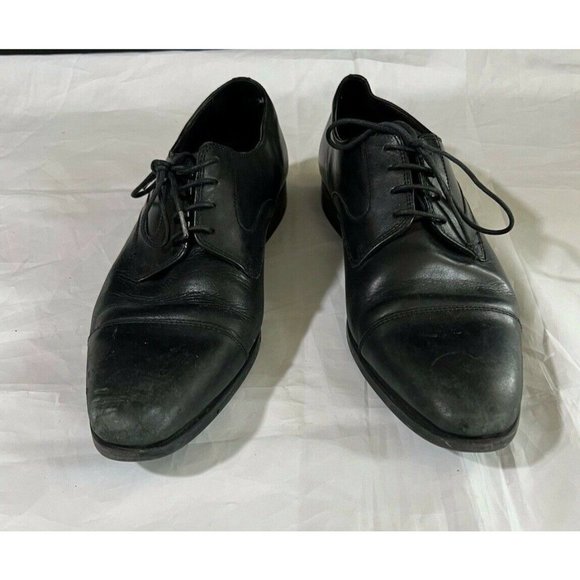 Zara Men's Shoes Black Leather Laces With 4 Eyelets Pointed Toe Size 42 - Picture 2 of 10